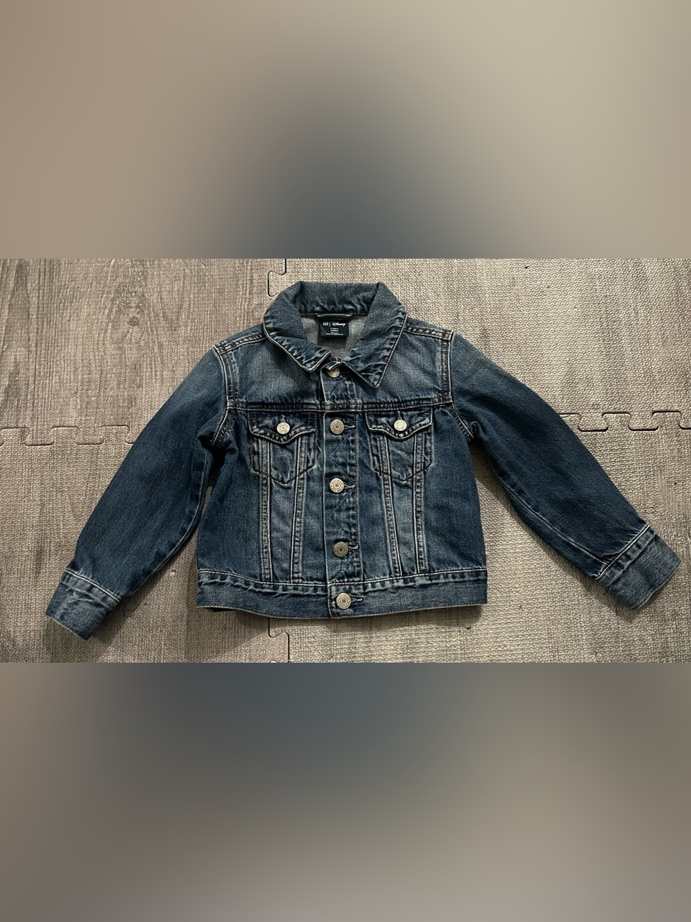 Gap Disney Mickey Mouse Blue Denim Jacket Button Front Collared Long Sleeve 3T